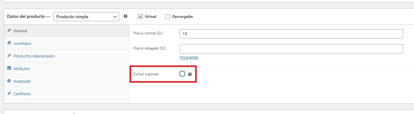Excluir Cupones a un Producto en Woocommerce